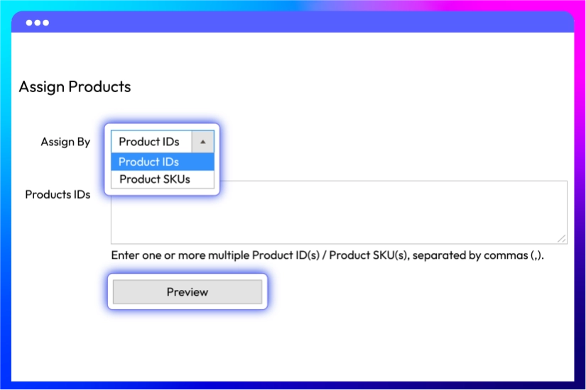 Assign a template for multiple products