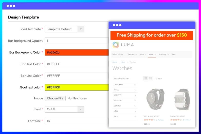 Customize the bar’s appearance with flexible design settings