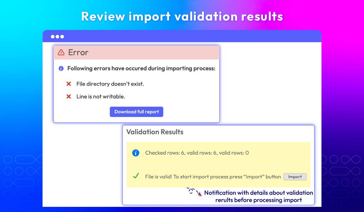 Review import validation results