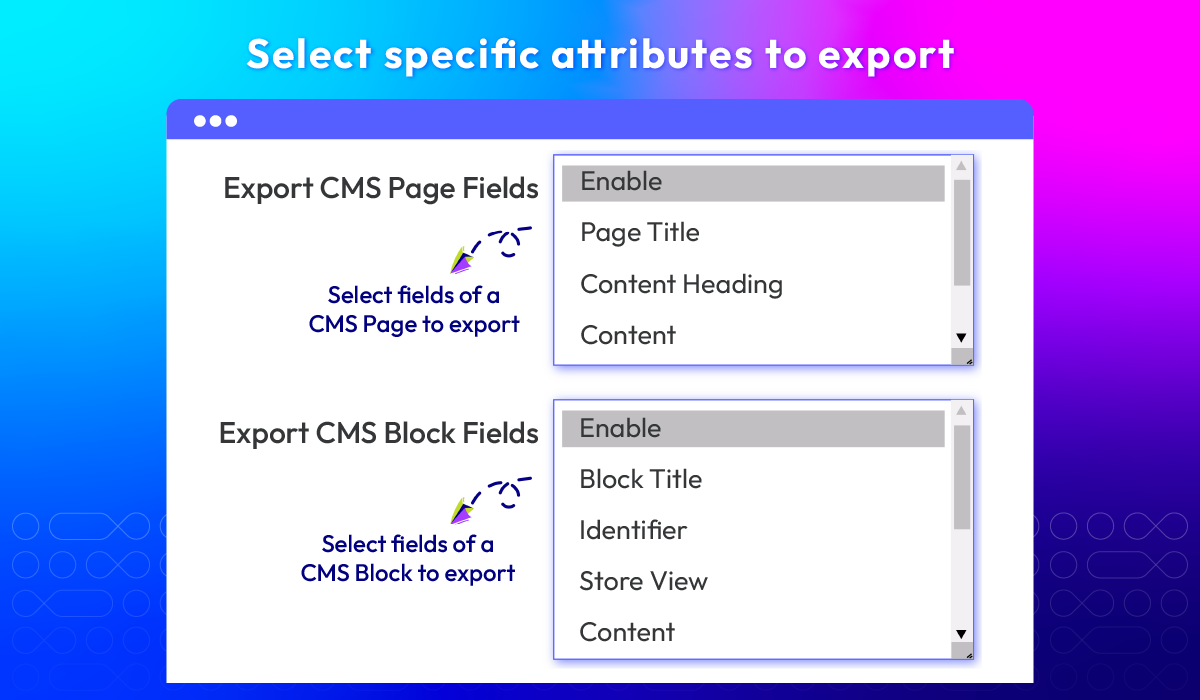 Select specific attributes to export