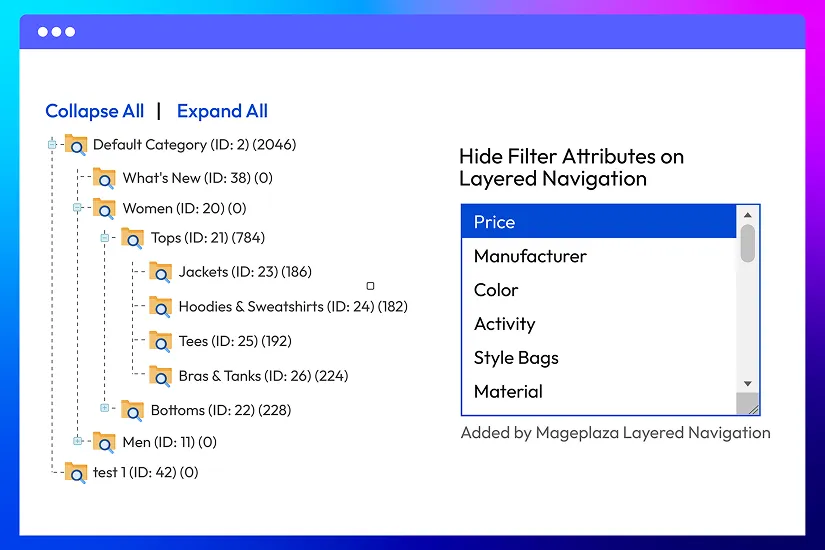 Show or hide filter attributes