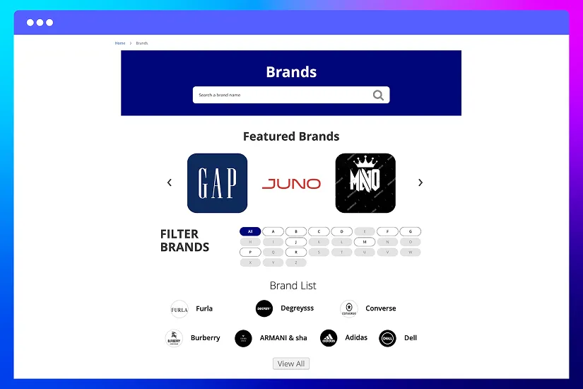 Let customers shop by brand