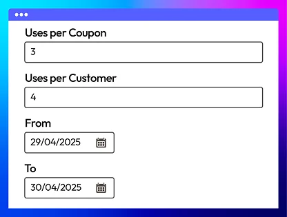 Make coupons more attractive by limiting usage & validation time
