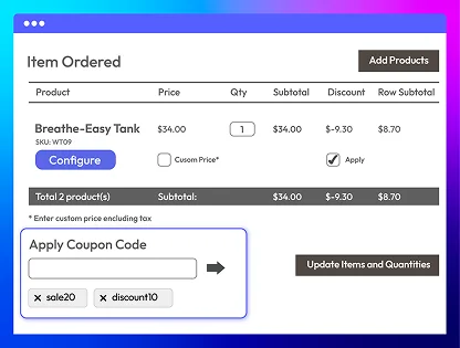 Apply/remove coupons on admin order page
