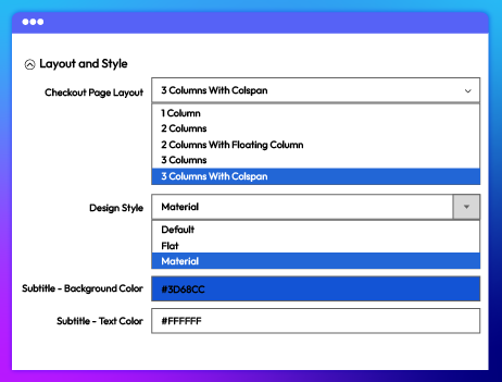 Modify the layout of the checkout page