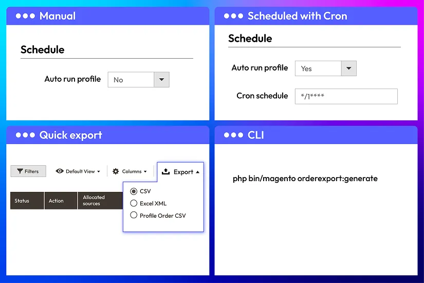 Flexible export methods