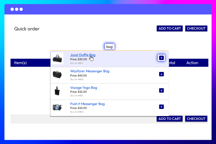 Search - Select - Add