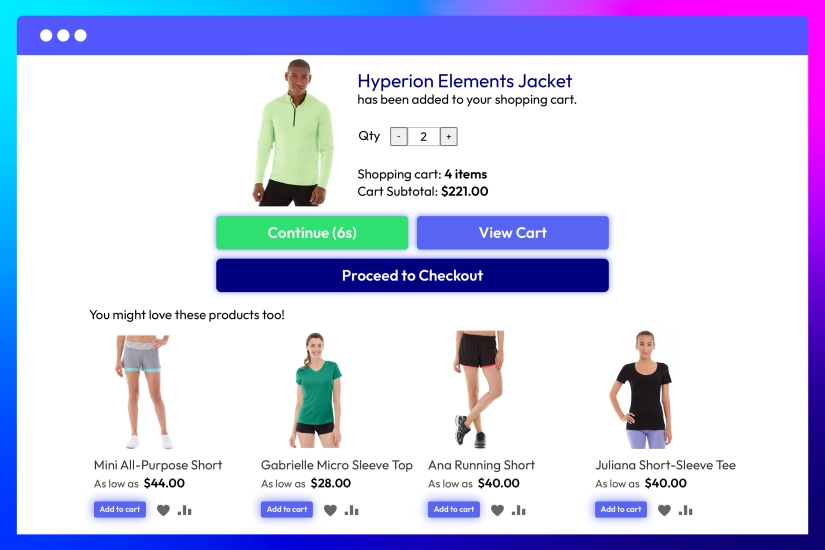 Promote related products and upsells in the popup
