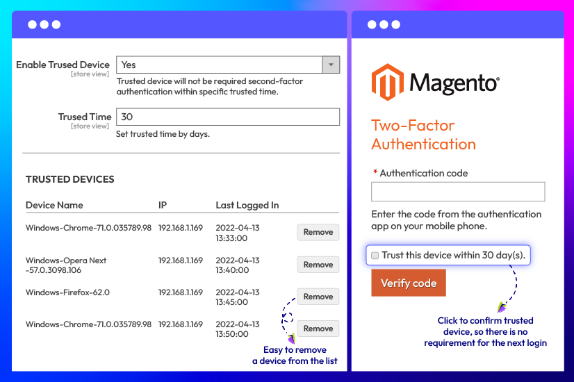 Remember trusted devices for a defined period