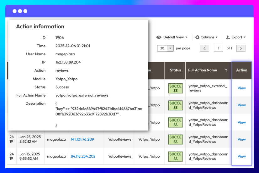 Track what admins do in the backend with action logs