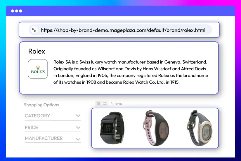 Create dedicated shop by brand pages