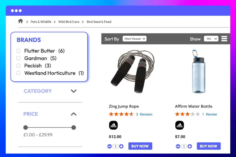 Allow customers to filter items by brand