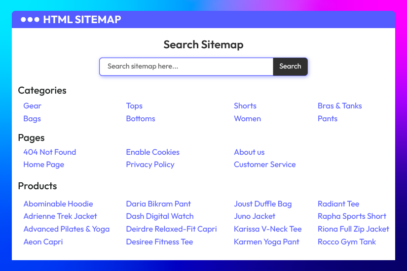HTML Sitemap for Magento 2