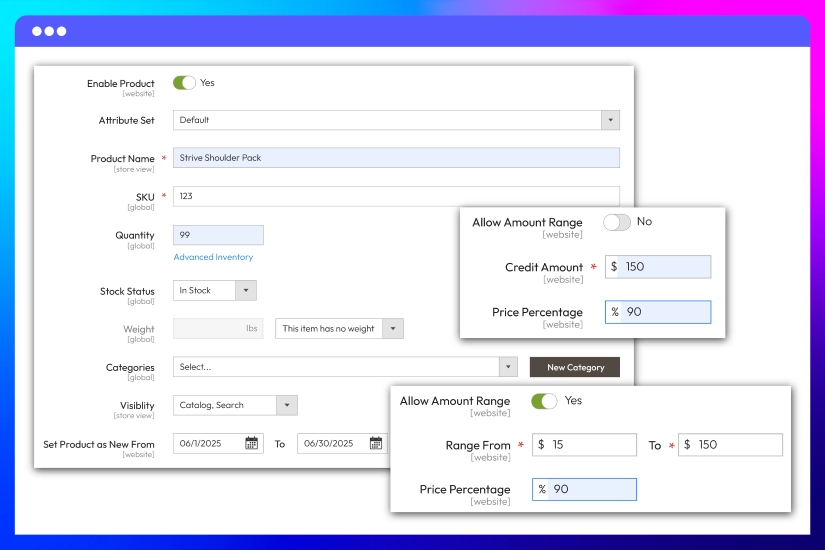 Admins Set Up Credit Products