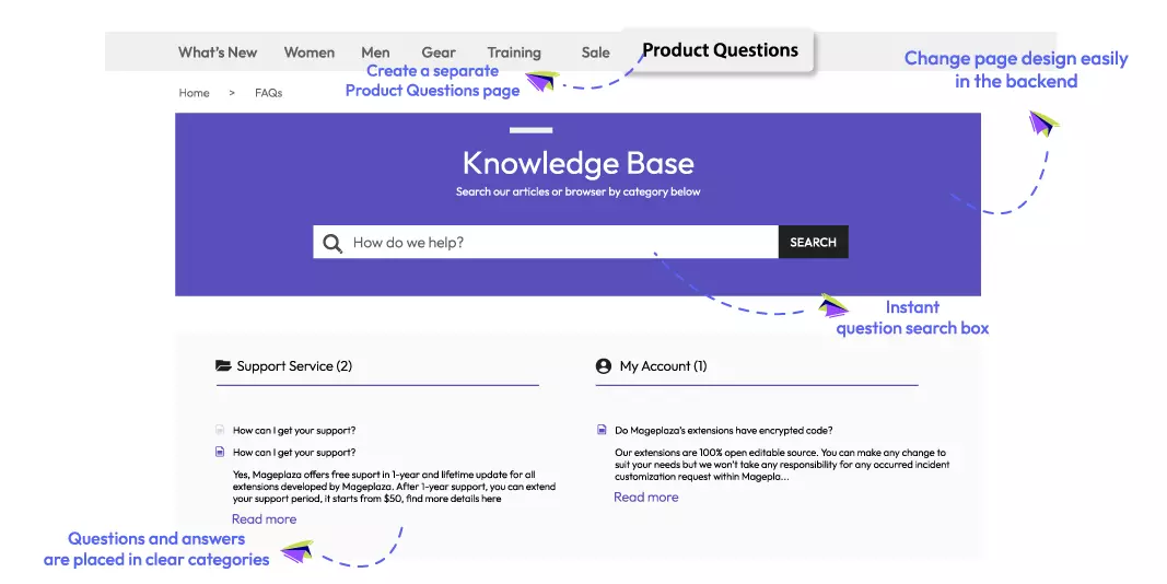 optimized product questions homepage