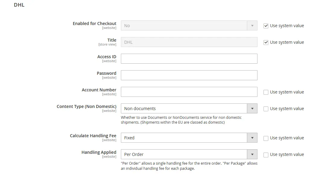 Configure DHL Shipping in Magento 2