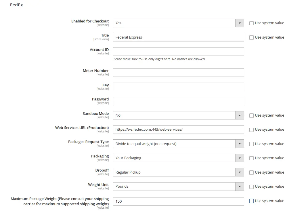Configure FedEx Shipping for Magento 2 stores