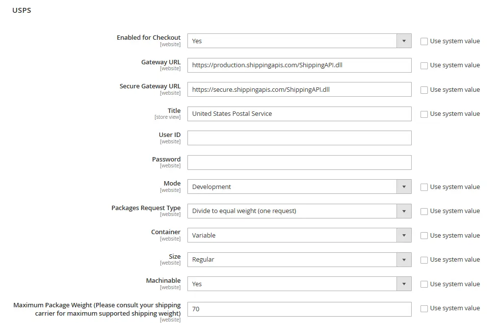 Configure USPS Shipping for Magento 2 stores