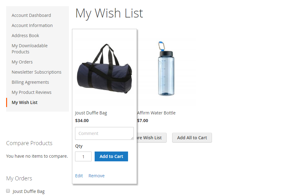 How to Configure the Wish List Wish List on store view