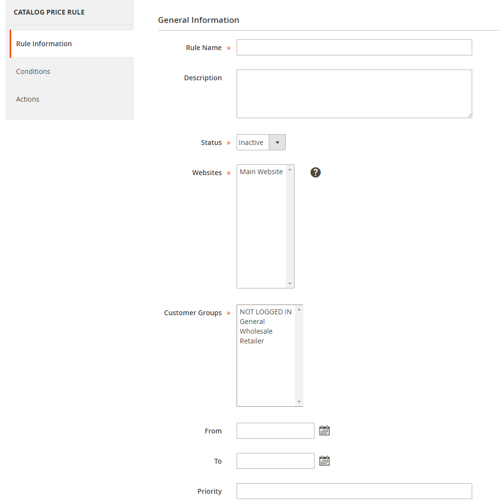 How to Create a Catalog Price Rule Rule Information