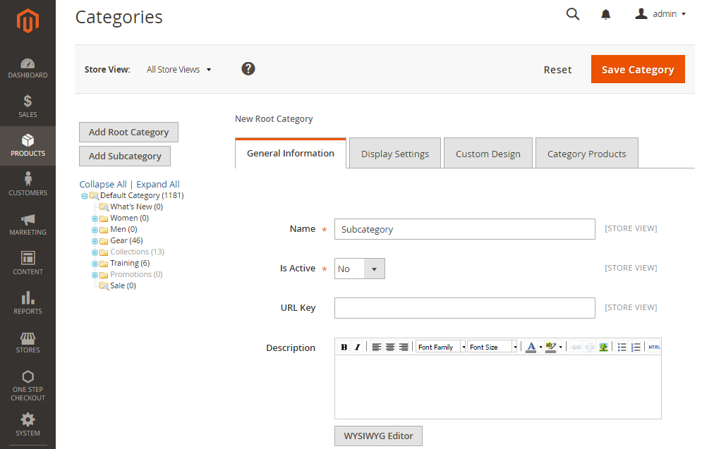 How to Create a New Root Category Create Subcategory