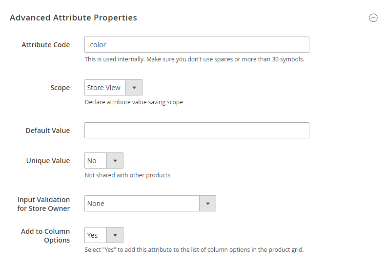 How to create a product attribute Advanced Attribute Properties