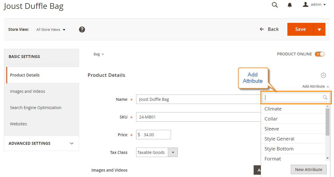 How to create a product attribute create new Attribute
