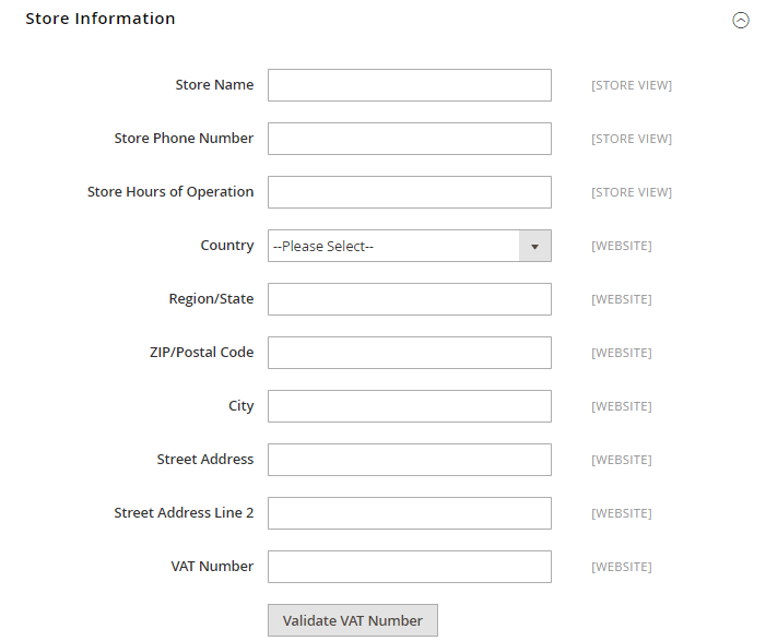 How to setup store information