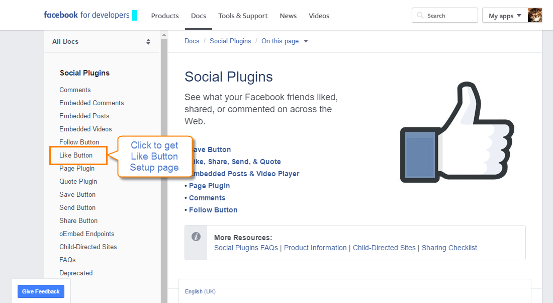 How to Add Social Widget without extension: Facebook Social Plugins Facebook Setup Page