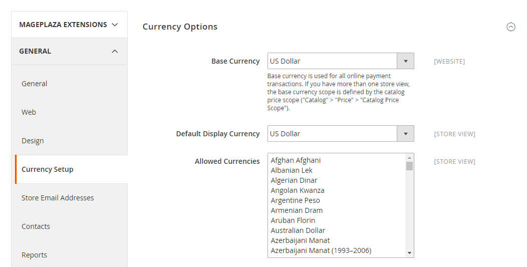 How to Configure Currency Currency Options