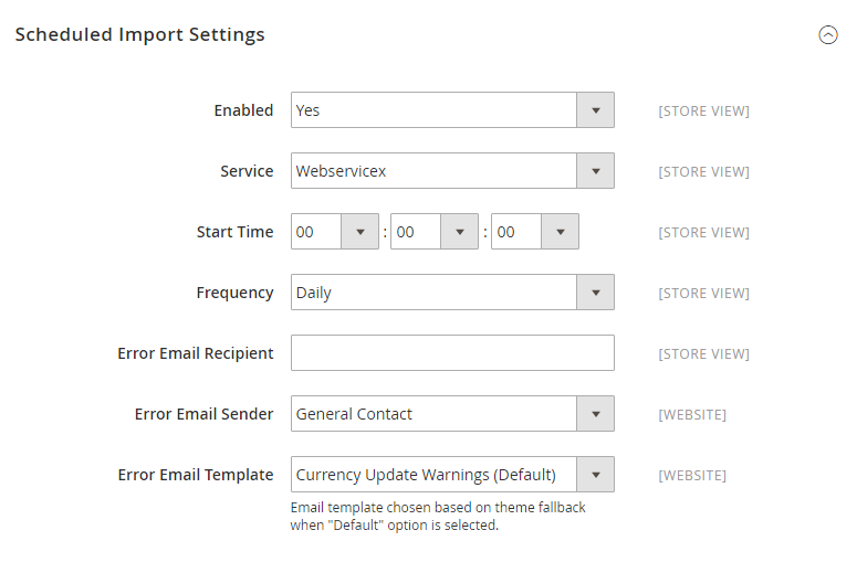 How to Configure Currency Scheduled Import Settings