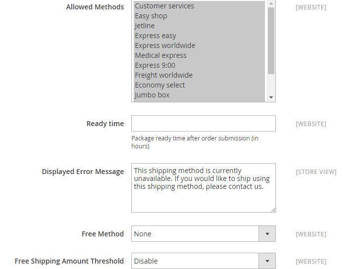 How to Configure DHL Carrier DHL Allowed Methods
