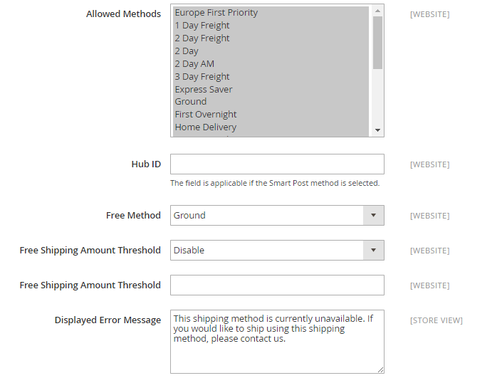 How to Configure FedEx Carrier FedEx Allowed Delivery Methods
