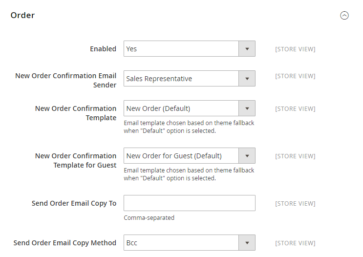 How to Configure Sales Email Order Order Section