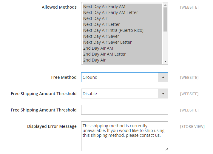 How to Configure UPS Carrier Allowed Methods