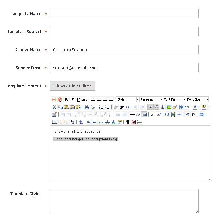 How to create Newsletter Templates in Magento 2 Template Configuration