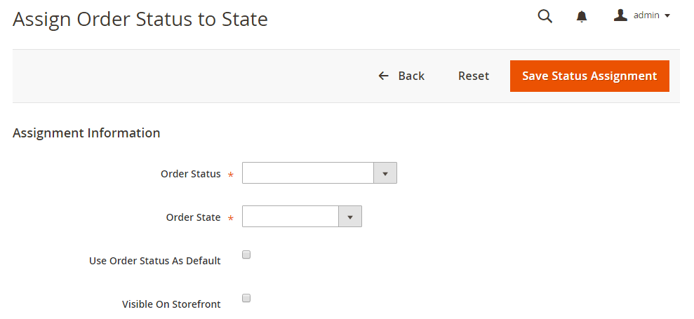 Magento 2 order status and order state Assign Order Status to State
